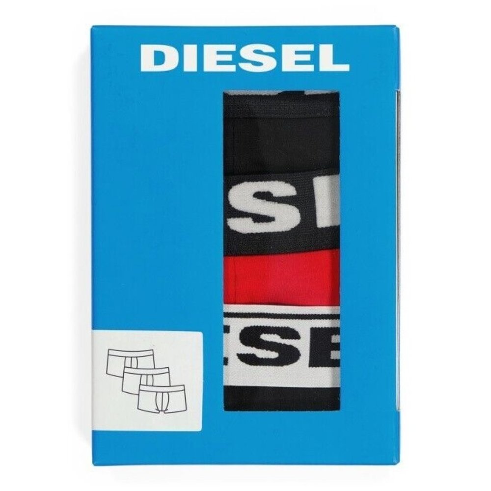 Diesel Kory Boxer Briefs 3 Pack Stretch Cotton Black Red Men's Size LARGE - Picture 3 of 3